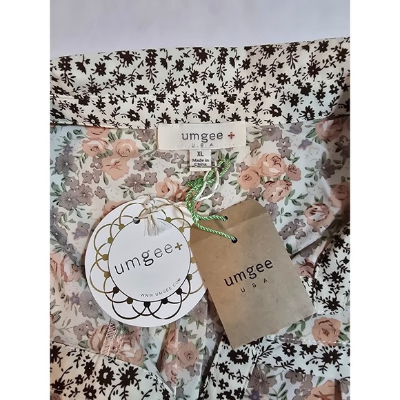Umgee USA Floral Patchwork Long Sleeve Button Down Shirt Women Oversized XL New - Picture 3 of 11
